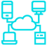 A turquoise colored icon for cloud connectivity